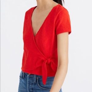Madewell Texture & Thread Wrap Tie Top - Size S